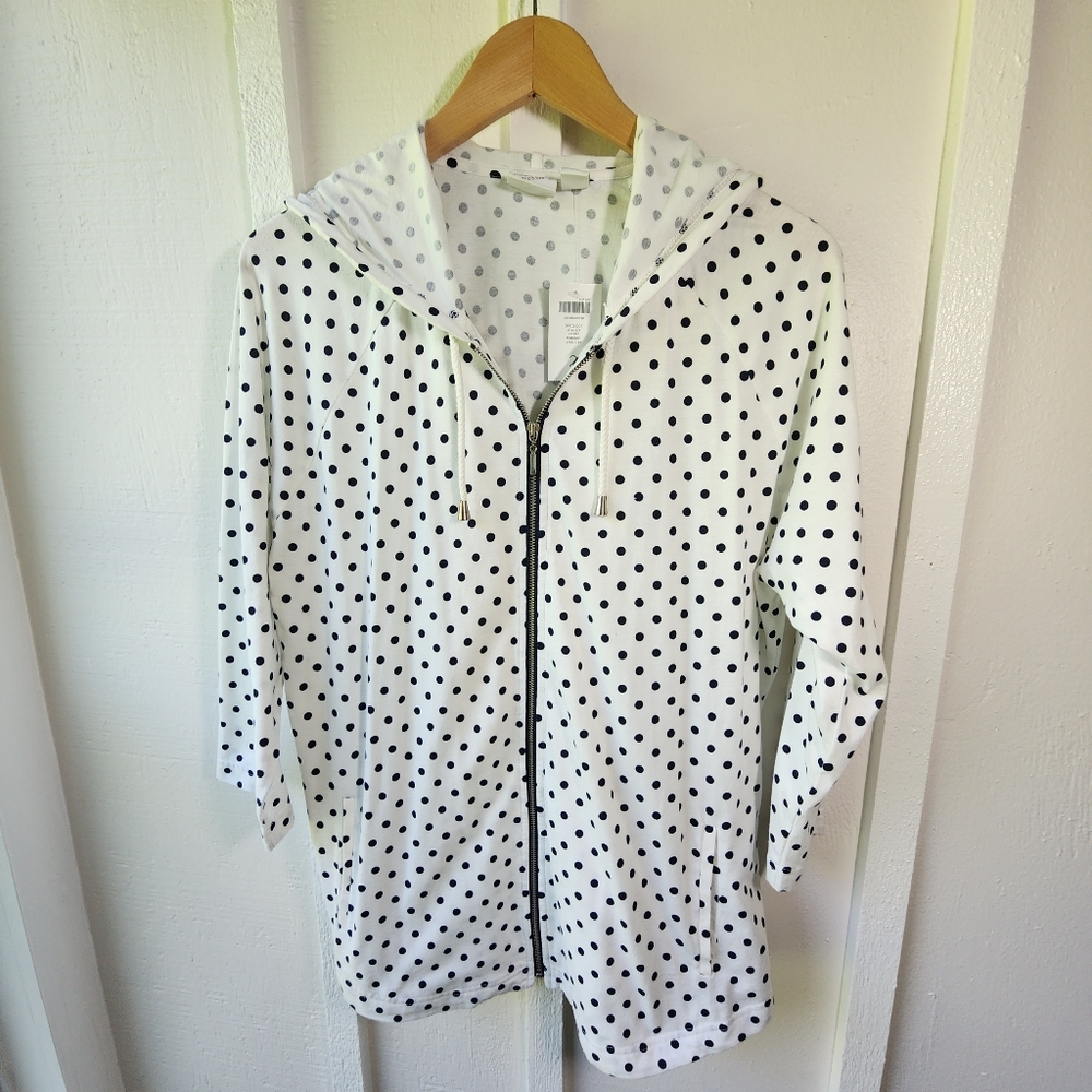 New Weekends By Chico's SPACE DOT Wren 3/4 JACKET MIDNIGHT Size 2